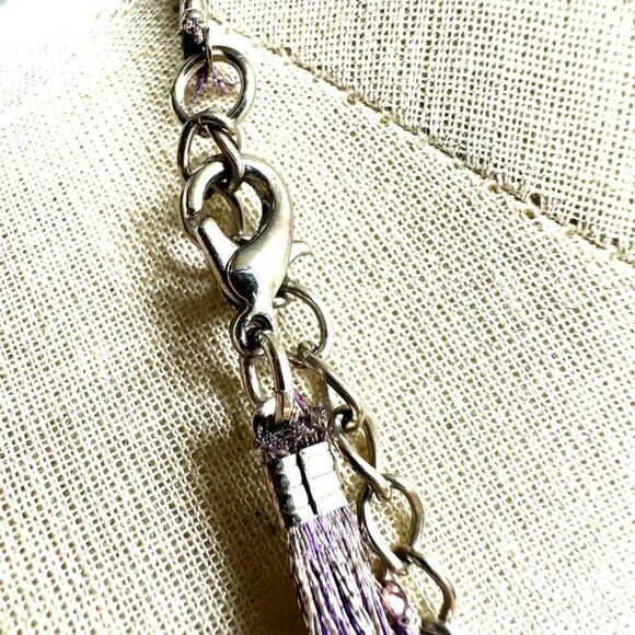 Purple multi strand fresh water pearl crystal statement necklace - Picture 5 of 11